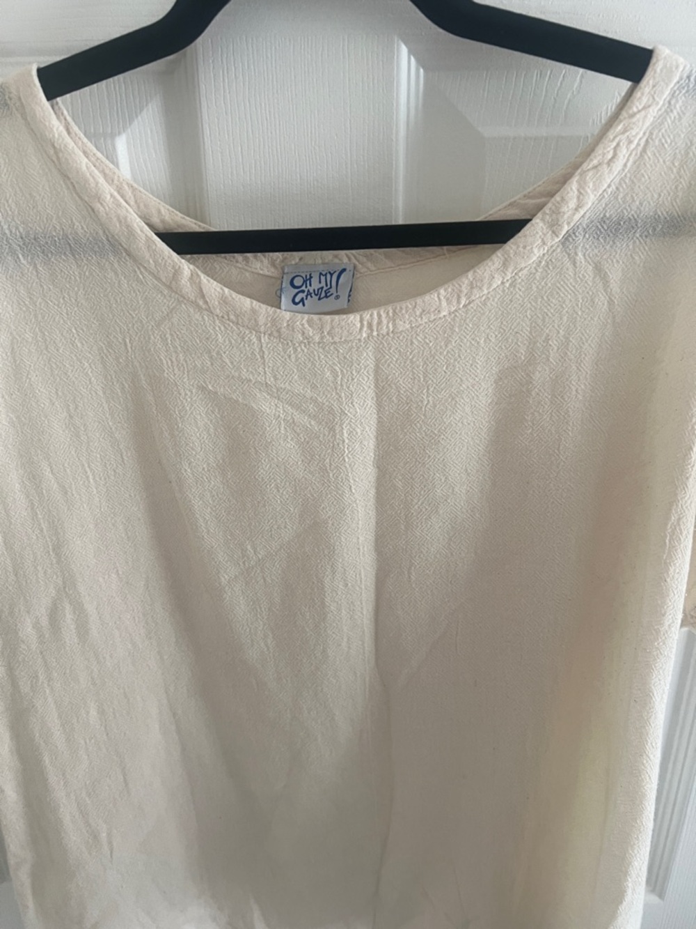 Oh My Gauze Size 2 Cream Gauze Cotton Top Oversized Lagenlook Boho - Picture 3 of 6